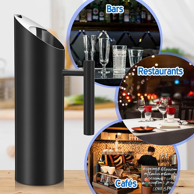 3 Pack 53oz/1.5l Stainless Steel Water Pitcher Modern Metal Pitcher with Ice Guard Black Carafe Drink with Handle or Iced Hot Drink Tea Juice Coffee Beer