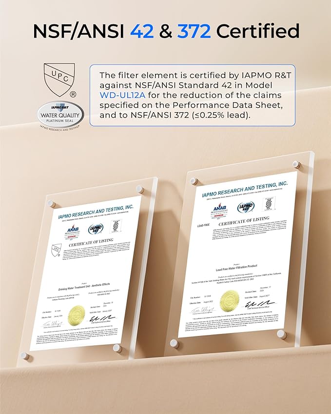 Waterdrop 10UA PRO Under Sink Water Filter, No Drill Required, Time Reminder, Easy Installation, Reduces Lead, Chlorine, Bad Taste & Odor, NSF/ANSI 42 Certified, 11000 Gallons, Does not Lower TDS