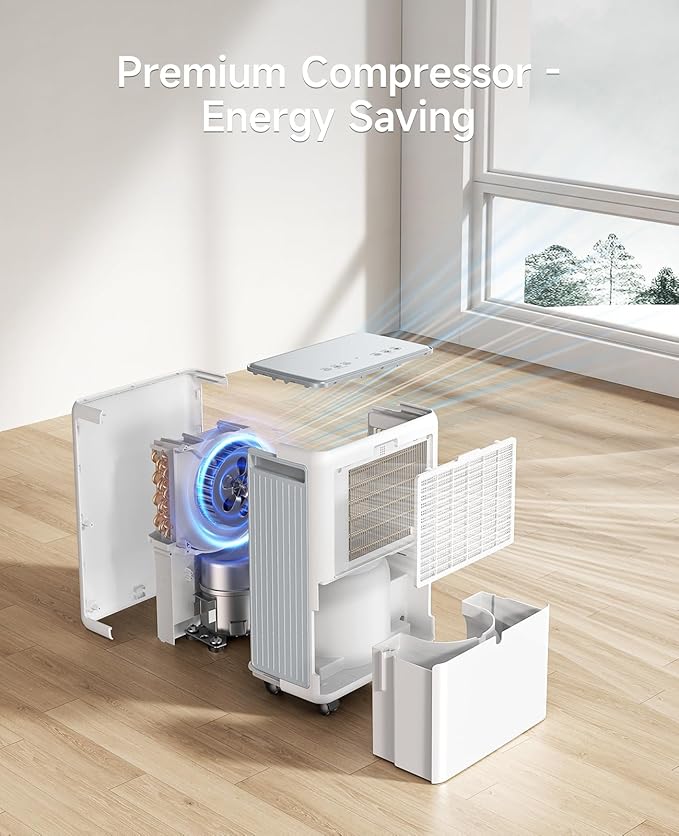 2000 Sq. Ft Dehumidifier for Basement, 30 Pint Dehumidifiers for Home, Bedroom and Bathroom, 3 Modes Dehumidifier with Drain Hose, Smart Humidity Control, 24H Timer (White and Gray)