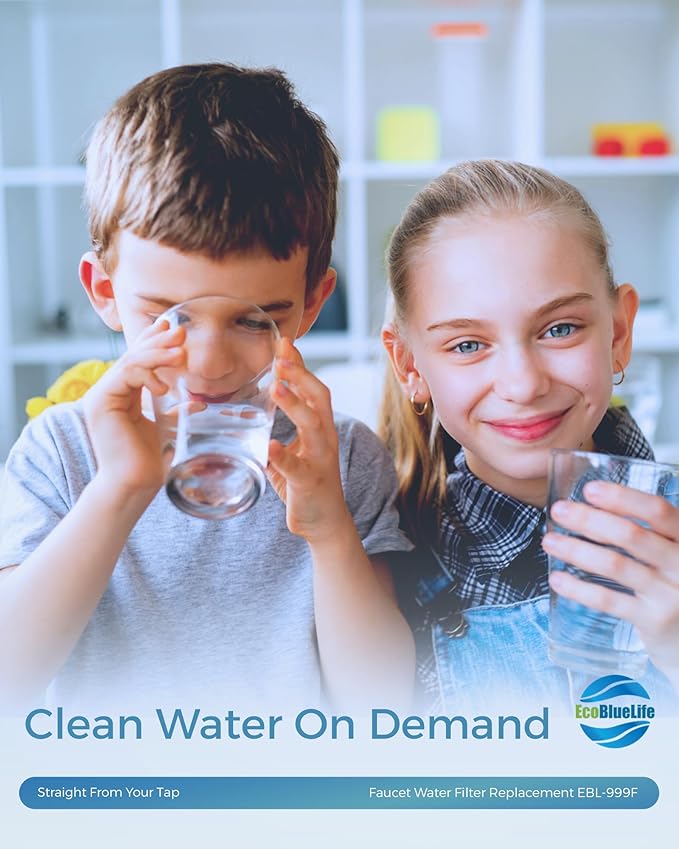 EcoBlueLife Faucet Water Filter Replacement - Certified for Chlorine Reduction & Lead-Free Compliance Faucet Filter - Easy Install Water Filtration System Compatible with Multiple Models (Pack of 4)