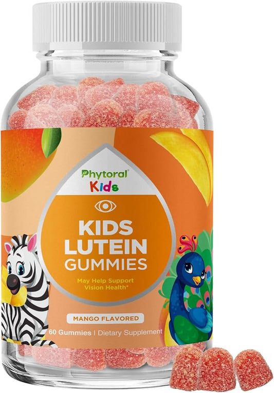 Kids Lutein Gummies - Mango Flavored Potent Lutein and Zeaxanthin Supplements for Eye Health - Eye Vitamins for Blue Light Protection, Dryness, Strain Support & Visual Sharpness - 60 Count