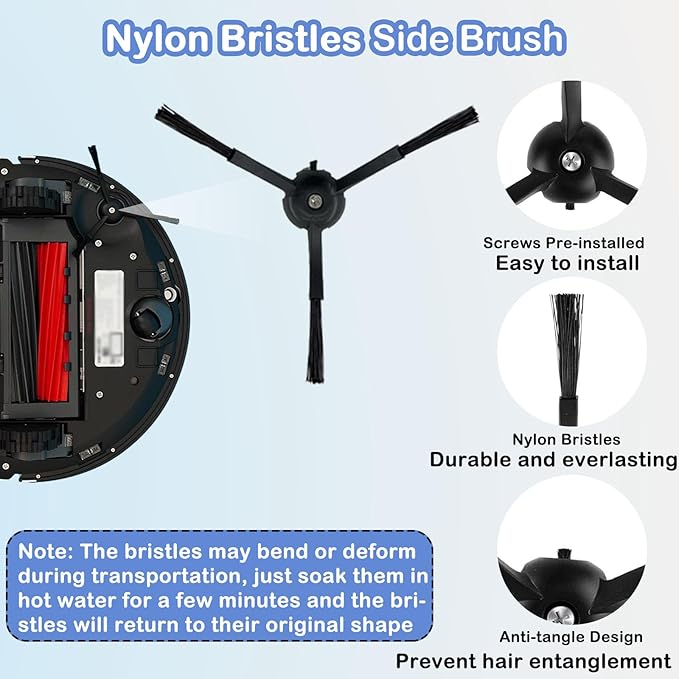 Replacement Parts Compatible with Roborock S8 Pro Ultra Robotic Vacuum Cleaners Accessories Kits, 2 Main Brush, 1 Rolling Brush, 4 HEPA Filters, 4 Side Brushes, 4 Mop Pads, 6 Dust Bags