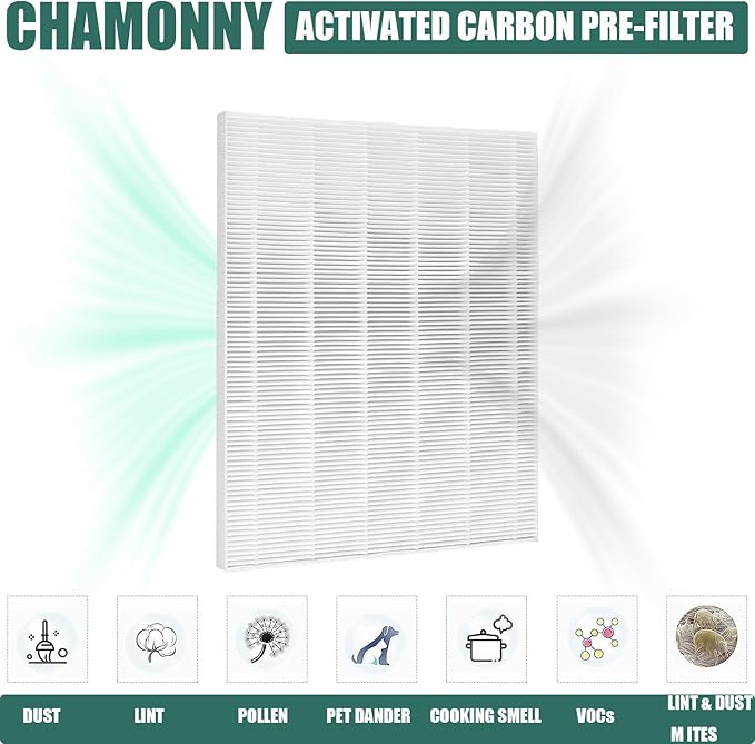 D480 True HEPA Replacement Filter D4, Compatible with WIN-IX D480 Air Purifier, Compare to WIN-IX D4 Filter, Item Number 1712-0100-00, 2 H13 True HEPA Filters + 8 Activated Carbon Pre-Filters