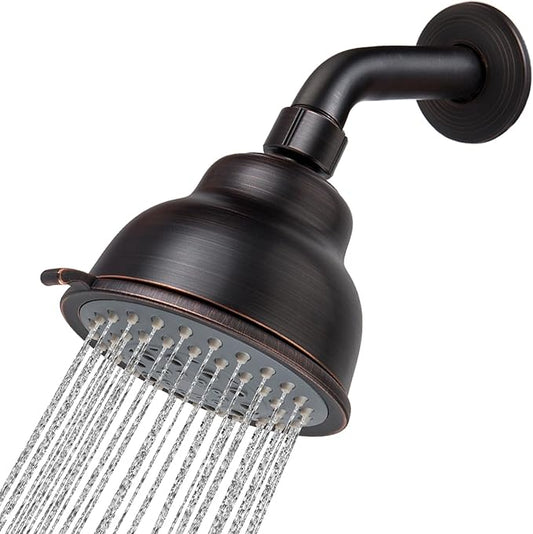Voolan High Pressure Shower Head with Shower Arm - 5 Function Rain Shower Head - Comfortable Shower Experience Even at Low Water Flow - Oil-Rubbed Bronze