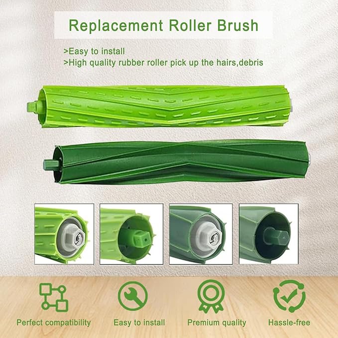 Compatible with Robot E, I & J Series, e5 e6 e7 i1 i1+ i2 i3 i3+ i4 i4+ i6 i6+i7 i7+ i8 i8+ Combo i5 i5+j5 j5+Robot Vacuum, Dual Multi-Surface Rubber Brushes & 8 HEPA Filter & 8 Edge-Sweeping Brushes