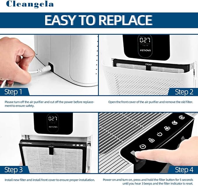 HY4866 Replacement Filter Compatible with MORENTO and WESTHEY HY4866 Air Purifier, YIOU M1 Air Purifier Replacement Filter Enhanced Version HY4866 Genuine Air Purifier Filters 4 Pack