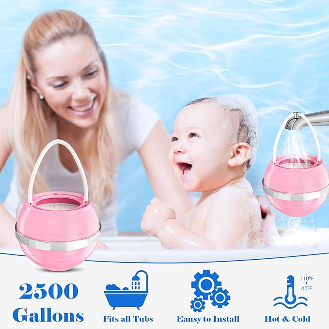 Bath Filter for Tub, 8 Stages Bathtub Water Filter Removes Hundreds of Contaminants for Softer, Smoother Skin 2500 Gallons of Filtration