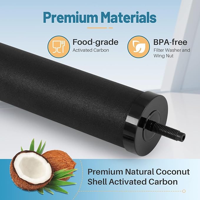 ICEPURE Water Filter Replacement for Berkey® BB9-2 Black Purification, Berkey® Gravity-fed Water Filtration System, ICEPURE Gravity Water Filter, 4PACK