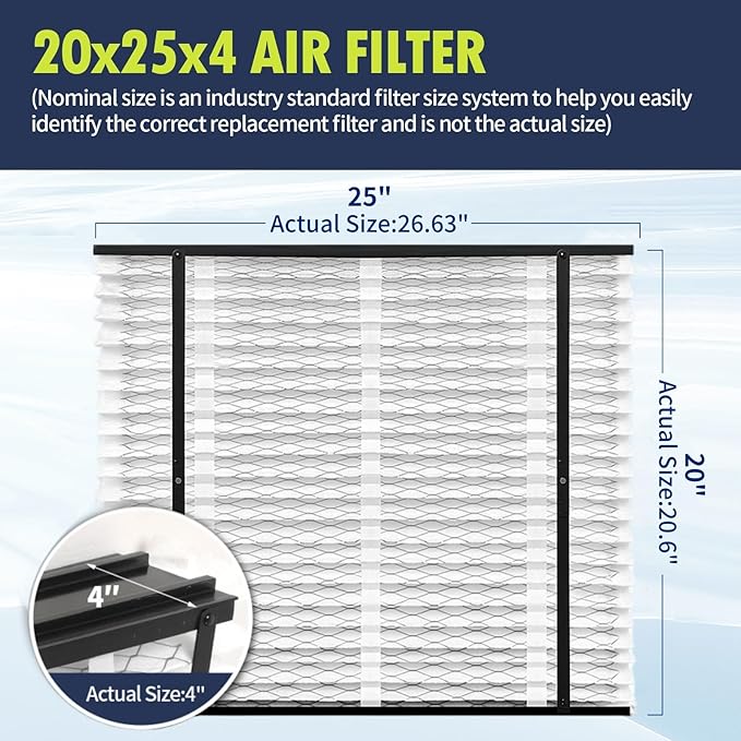 2 Pack 213 Replacement Filter Compatible with AprilAire Whole House Air Purifiers 1210,1620,2210,2216,3210,4200,20x25x4 MERV-13 Furnace Filter, Not fit for 1213 UPGRADE KIT(MODEL 2120 OR 2200)