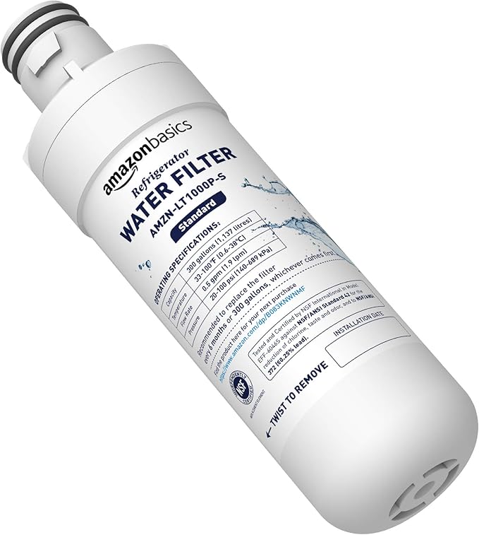 Amazon Basics Replacement LG LT1000P Refrigerator Water Filter, 3-Pack, Standard Filtration