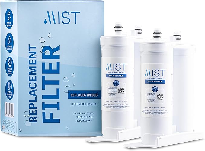 Mist WF2CB Water Filter Replacement for Frigdaire & Electrolux, Refrigerator Water Filter compatible with PureSource2, FC100, Kenmore 9916, 469916, EWF2CBPA, NGFC 2000-WF2CB (2 pack)