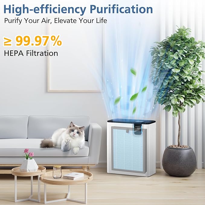 OFFICIAL MJ005H Replacement Filter For POMORON MJ005H Air Purifier, 4 Layers Hepa Filter and High-Efficiency Activated Carbon for Dust Smoke Pet Dander Smell, 2 Pack