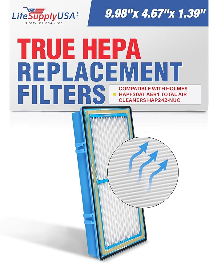 HAPF30AT HEPA Filter Replacement – Compatible with Holmes Aer1 Type Total, HAP242-NUC, HAPF300AH-U4R Air Purifiers by LifeSupplyUSA (1-Pack)