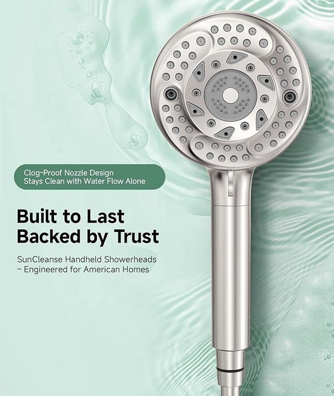 Filtered Shower Head with Handheld, 9-Spray Mode High Pressure Detachable Shower Head with Filters for Hard Water - Remove Chlorine Brushed