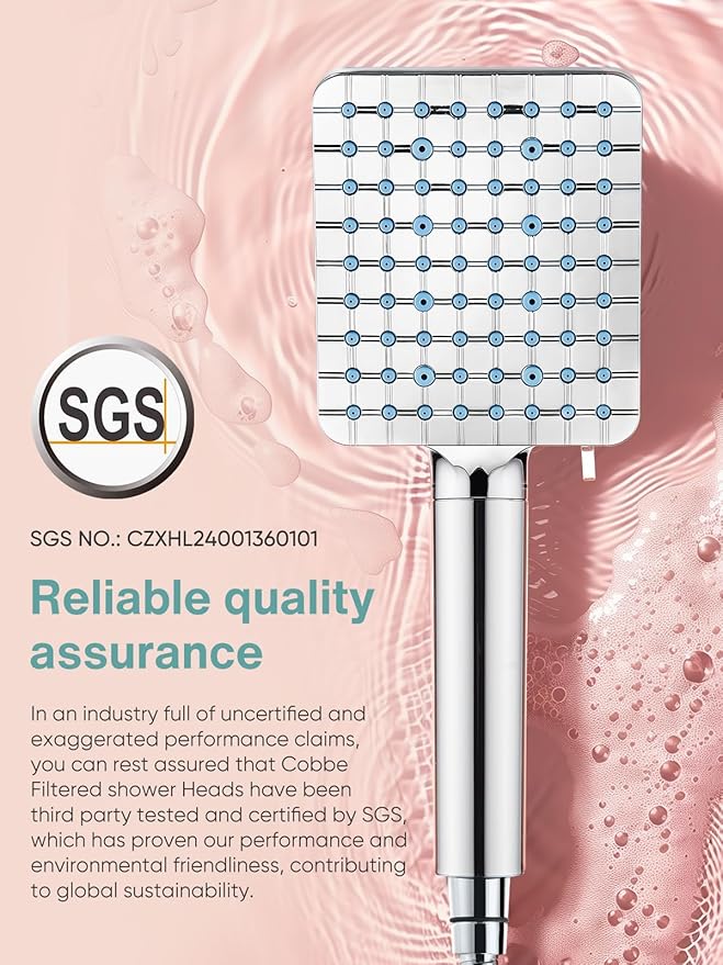 Cobbe Filtered Shower Head with Handheld, High Pressure 6 Spray Mode Showerhead with Filters, Water Softener Filters Beads for Hard Water - Remove Chlorine - Reduces Dry Itchy Skin, Chrome