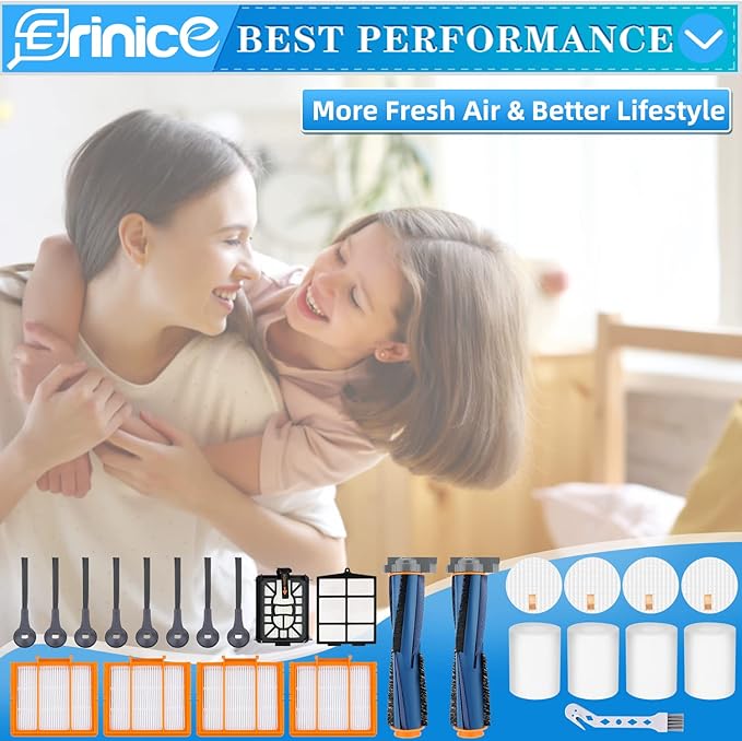 Replacement Parts for Shark AI Robot Vacuum AV2501S AV2501AE RV2502AE RV2520AOUS AV2510AOUS RV2610WA Accessories Kit with Main Roller Brush Filters, Foam & Primary Filters, Side Brushes