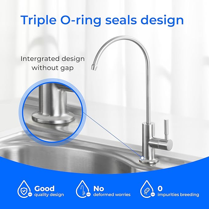 Waterdrop Filtered Water Faucet, Drinking Water Faucet, Reverse Osmosis Faucet, RO Faucet, RO Water Faucet, Water Filter Faucet for Kitchen Sink, Water Dispenser Faucet, Stainless Steel, Lead-Free