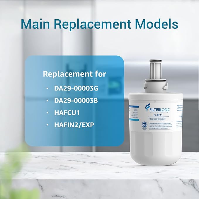 Filterlogic DA29-00003G Refrigerator Water Filter, Replacement for Samsung DA29-00003B, RSG257AARS, RFG237AARS, HAFCU1, RFG297AARS, RS22HDHPNSR, WSS-1, 2 Filters
