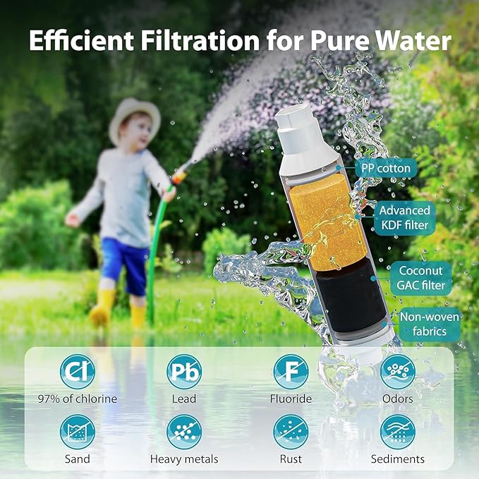 AQUA CREST Garden Hose Water Filter for Plants, Greatly Reduces Chlorine, Odor, Improve Plants Health, Ideal for Organic Gardening, Farming and Pets, Pack of 4