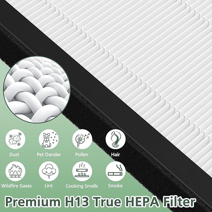 isinlive ProHEPA 9000 HEPA Replacement Filters Compatible with VEVA ProHEPA 9000 Air Pur ifiers, 2 Pack HEPA Filters + 8 Pack Activated Carbon Filters