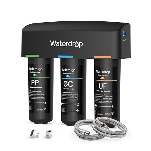 Waterdrop WD-TSA-UF 0.01 μm Ultra Filtration Under Sink Water Filter, Under Sink Water Filtration System 9 Stage Filtration, Reduces Chlorine, Taste and Odor, Fluoride, Advanced USA Tech