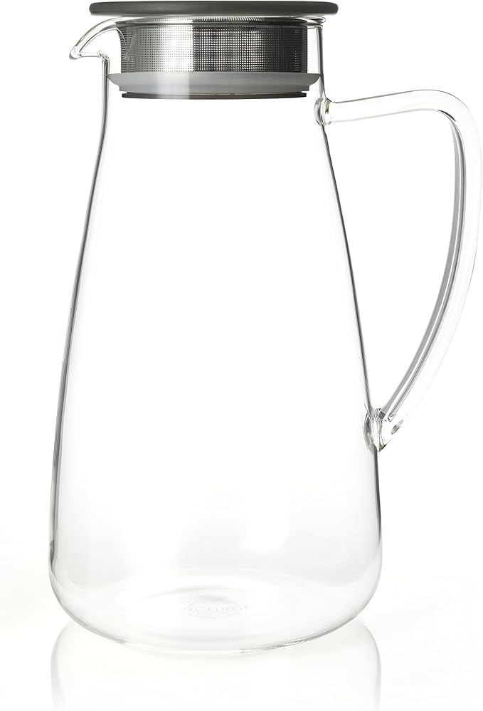 FORLIFE Flask Glass Iced Tea Jug, 64 oz, Charcoal