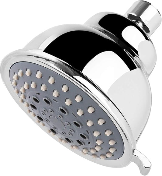 Voolan High Pressure Shower Head - 4 Inches Rain Showerhead - 5 Spray Settings - Luxury Modern Chrome Look - Perfect Adjustable Replacement for Bathroom Shower Heads