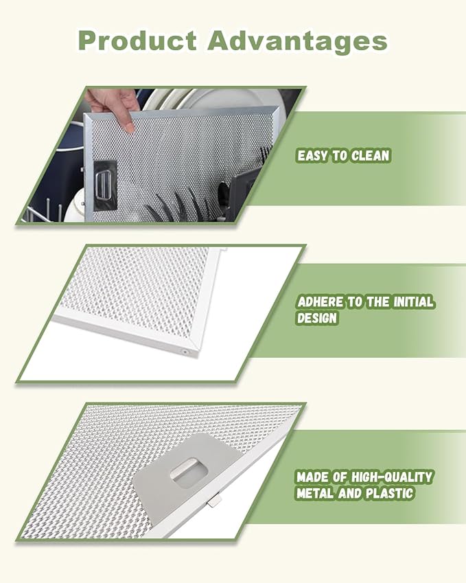 2PCS Range Hood Grease Filter, Fit for GE JVW5301BJ1TS JVW5301BJTS JVW5301EJ1ES JVW5301FJ1DS JVW5301SJ1SS Range Hood, 30" Wall-Mount Pyramid Chimney Hood Replace WB02X24872