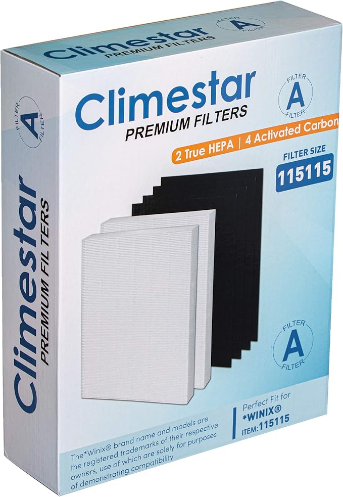 Climestar True HEPA Filter A 115115 Size 21 Pack of 2 Hepa plus 4 PreFilter Replacement filters Compatible with Winix Air Purifiers 6300 P300 5300 5500 5300-2 6300-2 C535