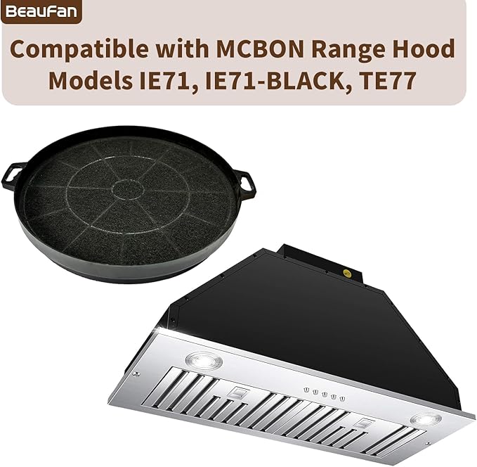 2 Pack CFI010 Charcoal Filters Fit MCBON IE71-BLACK, TE77, Fit Hauslane Range Hoods IN-R200SS Series, IN-R300SS Series, WM-540SS-30, WM-730SS-30