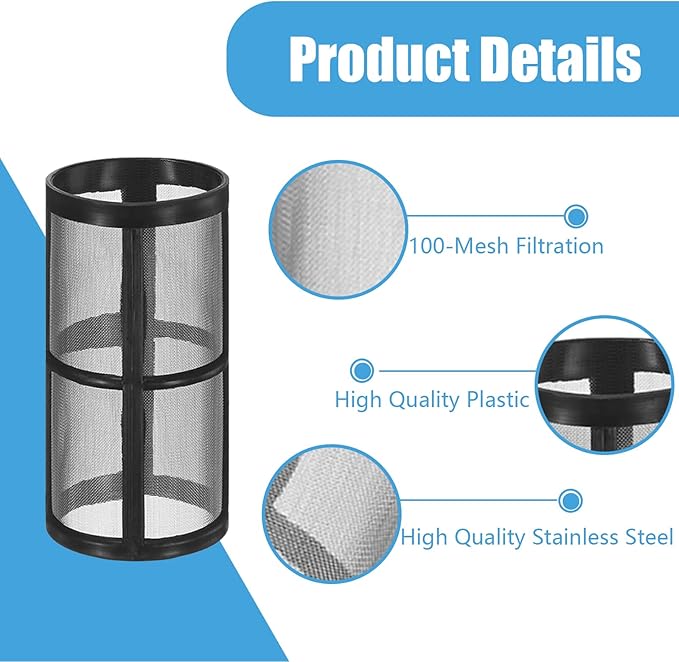 4-Pack Stainless Steel Screen Made for Garden Hose Filter, Black 100 Mesh Pressure Washer Filter Accessory Compatible with Hose Sediment T Strainer