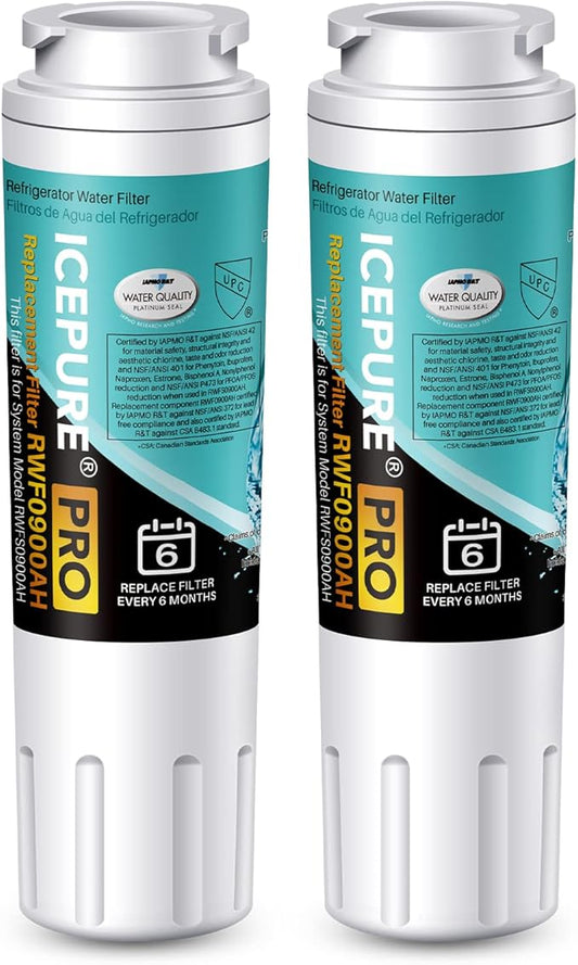 ICEPURE PRO UKF8001 NSF401&473&53&42 Certified Replacement Everydrop EDR4RXD1, Filter 4, Maytag UKF8001AXX UKF8001P, Whirlpool 4396395 WF-UKF8001 FMM-2 MPF15090 SGF-M9 Refrigerator Water Filter 2PACK