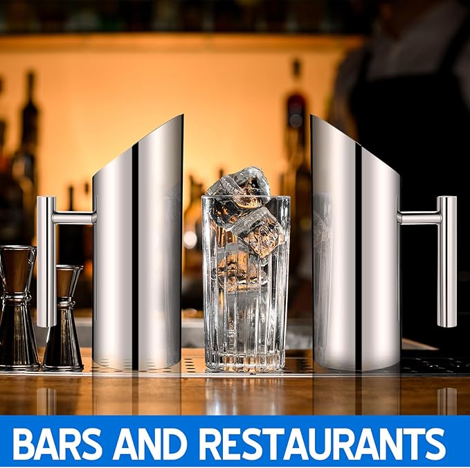 3 Pack Stainless Steel Water Pitcher 33 oz / 1 L Modern Metal Pitcher with Ice Guard Silver Carafe Drink with Handle or Iced Hot Drink Tea Juice Coffee Beer