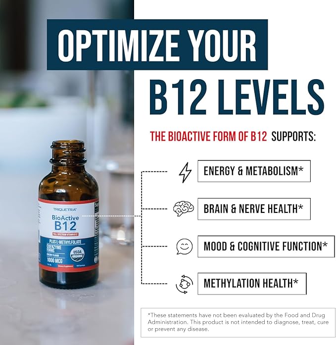 BioActive Vitamin B12 5000 mcg | Contains 3 BioActive Forms B12 Plus Methylfolate Cofactor - Methyl B12, Adenosyl B12 & Hydroxy B12 | Sublingual Form, Cherry Flavor, Organic, Vegan (60 Servings)