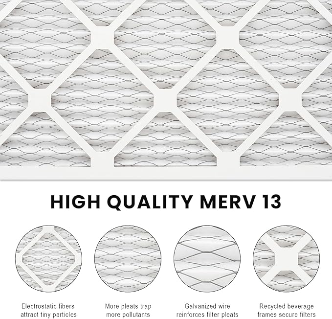 14x14x1 Air Filter MERV 13 (2-Pack), HVAC/Furnace AC Filter Replacement, Dust Defense–Comparable with MPR 1500-1900 & FPR 10 (Actual 13.75x13.75x0.75)
