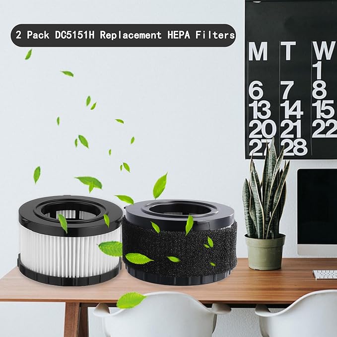 4 Pcs DC5151H HEPA Filter Compatible with DEWALT DC5151H DC515 DCV517 DCV517B Wet Dry Vacuum, With 8 PCS Foam Sleeve Filter