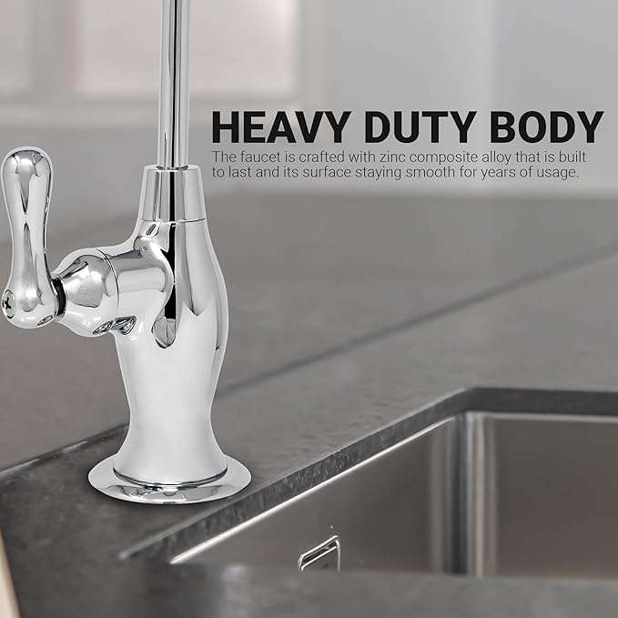 Reverse Osmosis Faucet Drinking Water Filtration System - Non Air Gap, Vase Style with Wrench (Chrome)