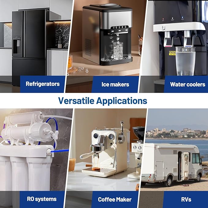 Inline Activated Carbon Block Water Filter with 1/4" Quick Connect, T33 In Line Water Filter Replacement Cartridge for Icemaker, Post Carbon Filter for RO Reverse Osmosis Water System (Pack of 3)