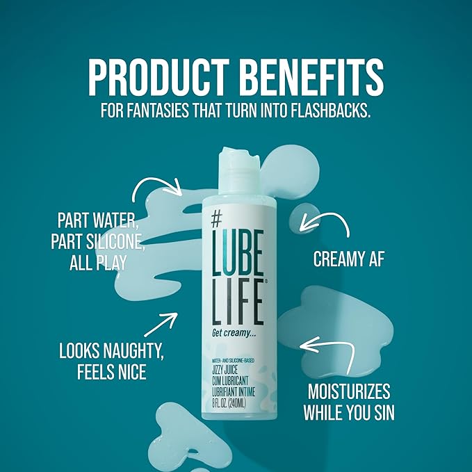 LubeLife Jizzy Juice Cum Lube Thick, Creamy Lube for Men, Women & Couples – Realistic Look & Feel, Hybrid Formula, Hypoallergenic Personal Lubricant, 8 Fl Oz