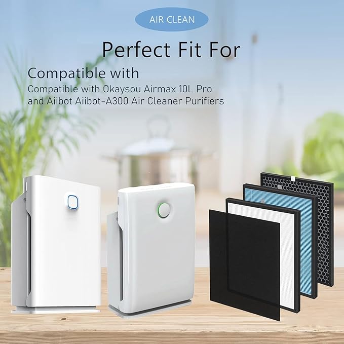 3-Set 10L Pro HEPA Filter Replacement Kit Compatible with Okaysou Airmax 10L Pro and Aiibot-A300 Air Cleaner Purifiers