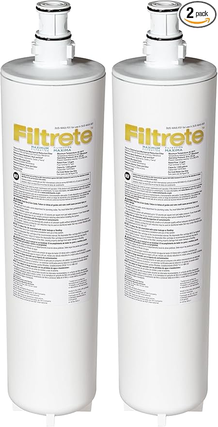 Filtrete Maximum Under Sink Quick Change Water Filtration Replacement Filter 3US-MAX-F01, for use with System 3US-MAX-S01 (Pack of 2)