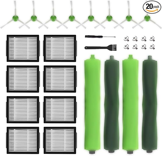 Replacement Parts accessories for irobot Roomba i1+ i7 i7+ i3+ i4+ i6+ i8+ J7+ Plus I & J Plus series Vacuum Cleaner Inclue 4 Roller Brushes , 8 Filters , 8 Side Brushes