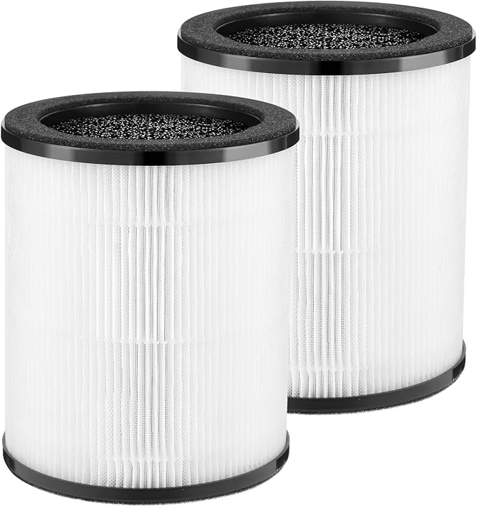KJ80 Replacement Filter Compatible with Druiap KJ80 Air Purifier,3-in-1 H13 True HEPA, Nylon Pre-Filter and Activated Carbon,360 Filtration System (2 Pack)