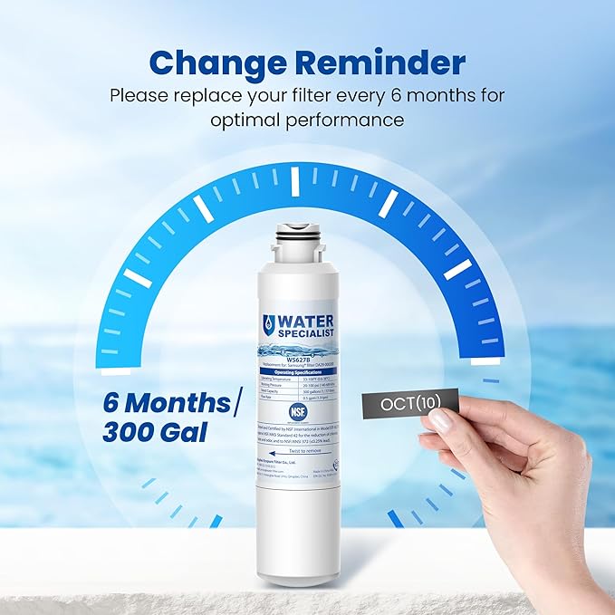 Waterspecialist DA29-00020B Replacement for Samsung Water Filter DA29-00020B, HAF-CIN/EXP, DA29-00020B-1, HDX FMS-2, RS25J500DSR, RF28HMEDBSR, RF263BEAESR, RF4287HARS, DA97-08006A-1, 4 Filters