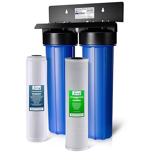 iSpring WGB22B-PB 2-Stage Whole House Water Filter System with 20" x 4.5" Sediment, Carbon, and Lead Reducing Water Filters, Model: WGB22B-PB