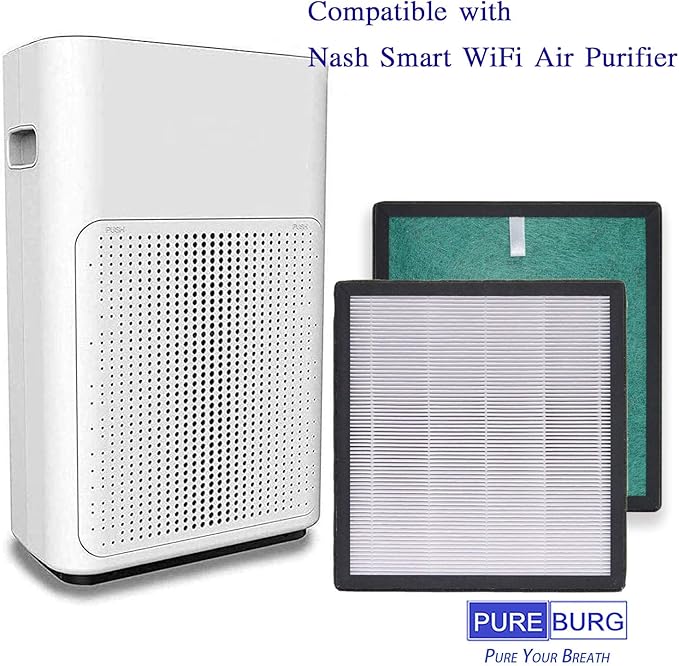 PUREBURG Replacement HEPA Filters Compatible with NASH AP-1 PureSmart WiFi Air Purifier,2-Pack H13 4-Stage Filtration Activated carbon 2-IN-1 Air Clean Dust VOCs Odor