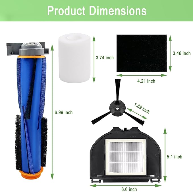 RV2310AE Replacement Parts for Shark AV2310AE RV2310AE RV2320S UR2350AE RV2300S Matrix Robot Vacuum Cleaner 1 Main Brush Roller 2 Sets Foam Filters 2 Filters 6 Side Brushes (Not For RV2300)