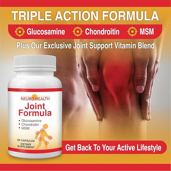 Joint Formula with Glucosamine, Chondroitin and MSM, 60 Capsules (1 Bottle) Turmeric/Joint Support Supplement for Bones, Back, Knees, Hands/Used for Cartilage & Joint Support