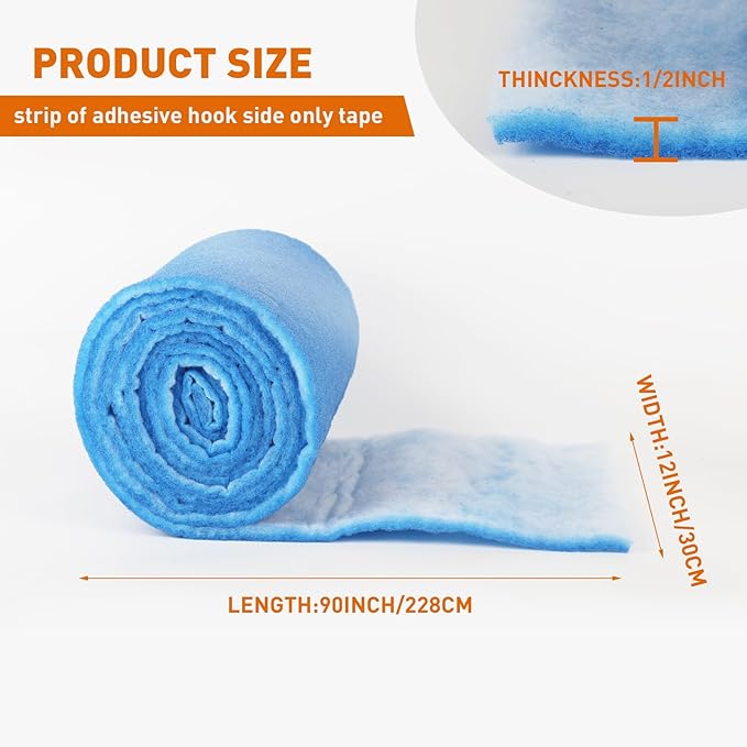 12" x 89" Air Vent Filters Kit - Cut to Size Floor Vent Filters for home. MERV 8 Electrostatic Air Filter Roll & Adhesive Hook Tape(30+ Filters)