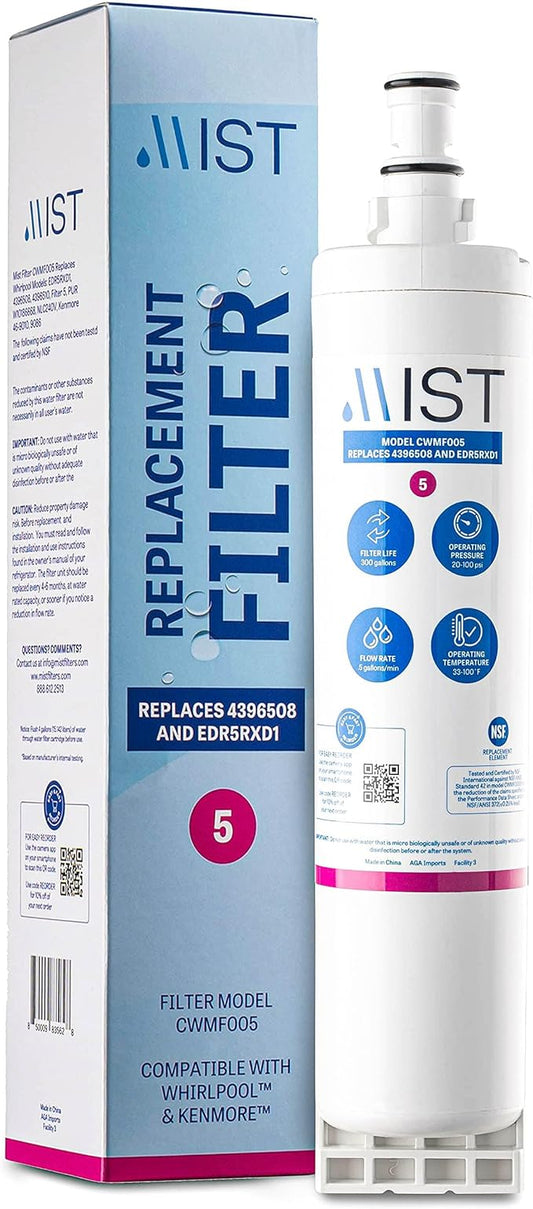 Mist EDR5RXD1 Refrigerator Water Filter Replacement for EveryDrop Filter 5, Whirlpool 4396508, 4396510, WF-NL240, Kenmore 46-9010 – NSF 42 Certified – 1 Pack
